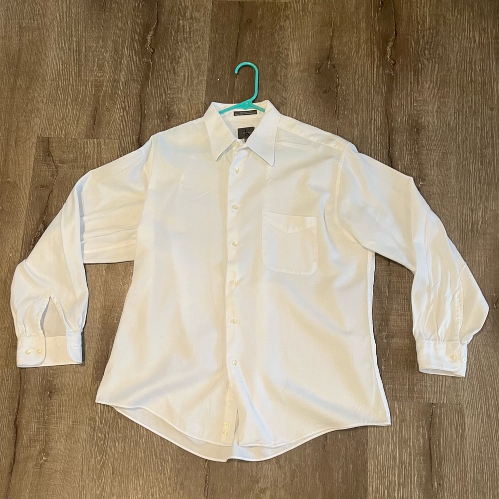 Calvin Klein White Long Sleeve Button Down Dress Shirt